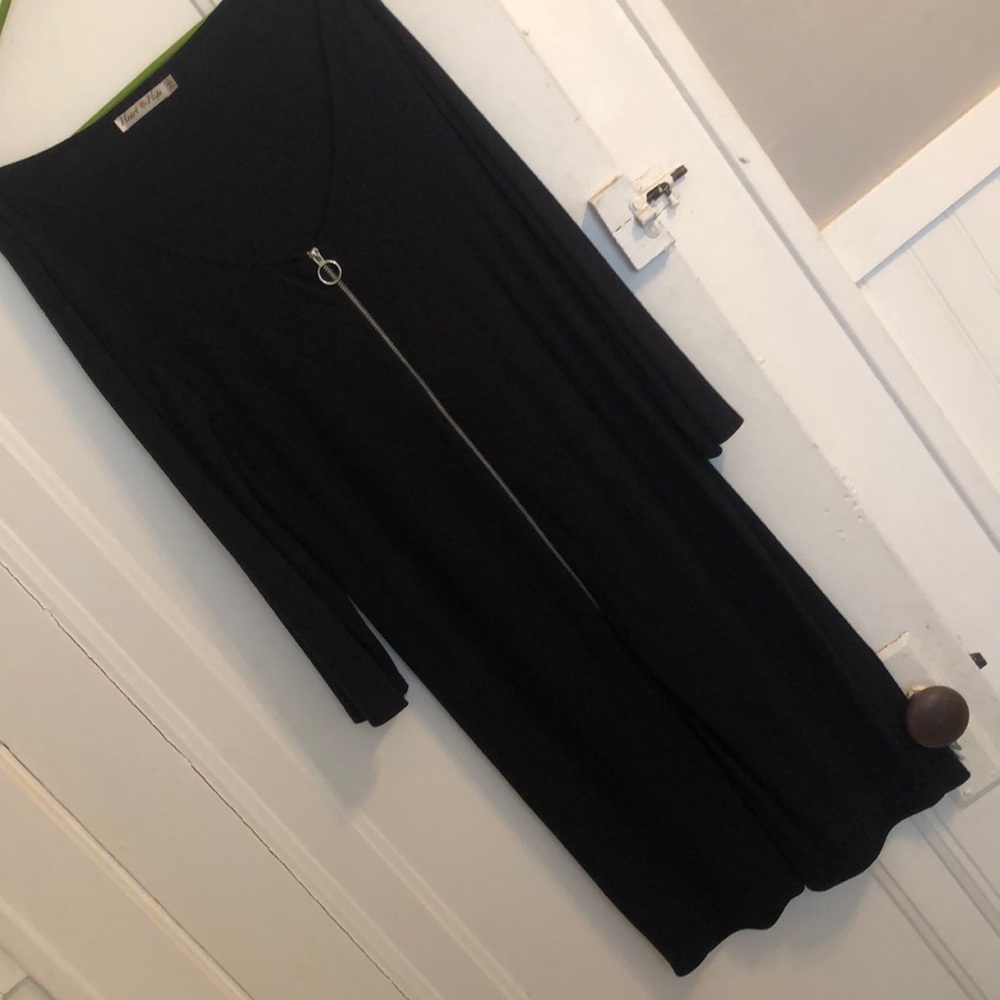 Black sweater dress with zipper